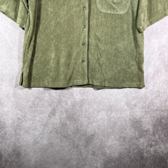 Bare Charlie Holiday The Terry Towelling Shirt‎ Womens XL Green Short Sleeve NEW - Picture 3 of 10